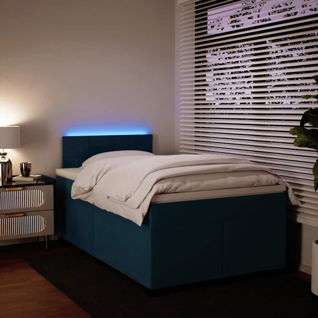 E-shop vidaXL Posteľný rám boxsping s matracom modrá 120x200 cm zamat