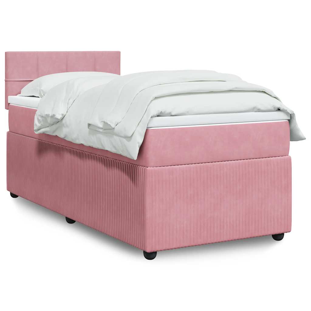 E-shop vidaXL Posteľný rám boxsping s matracom ružový 80x200 cm zamat