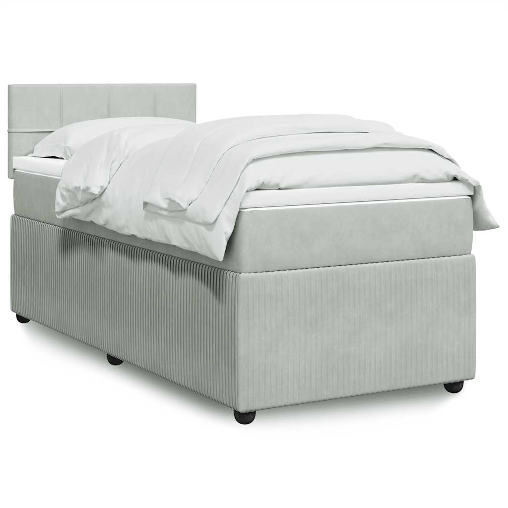 E-shop vidaXL Posteľný rám boxsping s matracom bledosivý 80x200 cm zamat