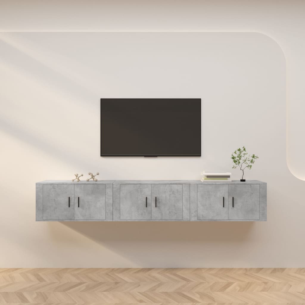 E-shop vidaXL Nástenné TV skrinky 3 ks betónovo-sivé 80x34,5x40 cm