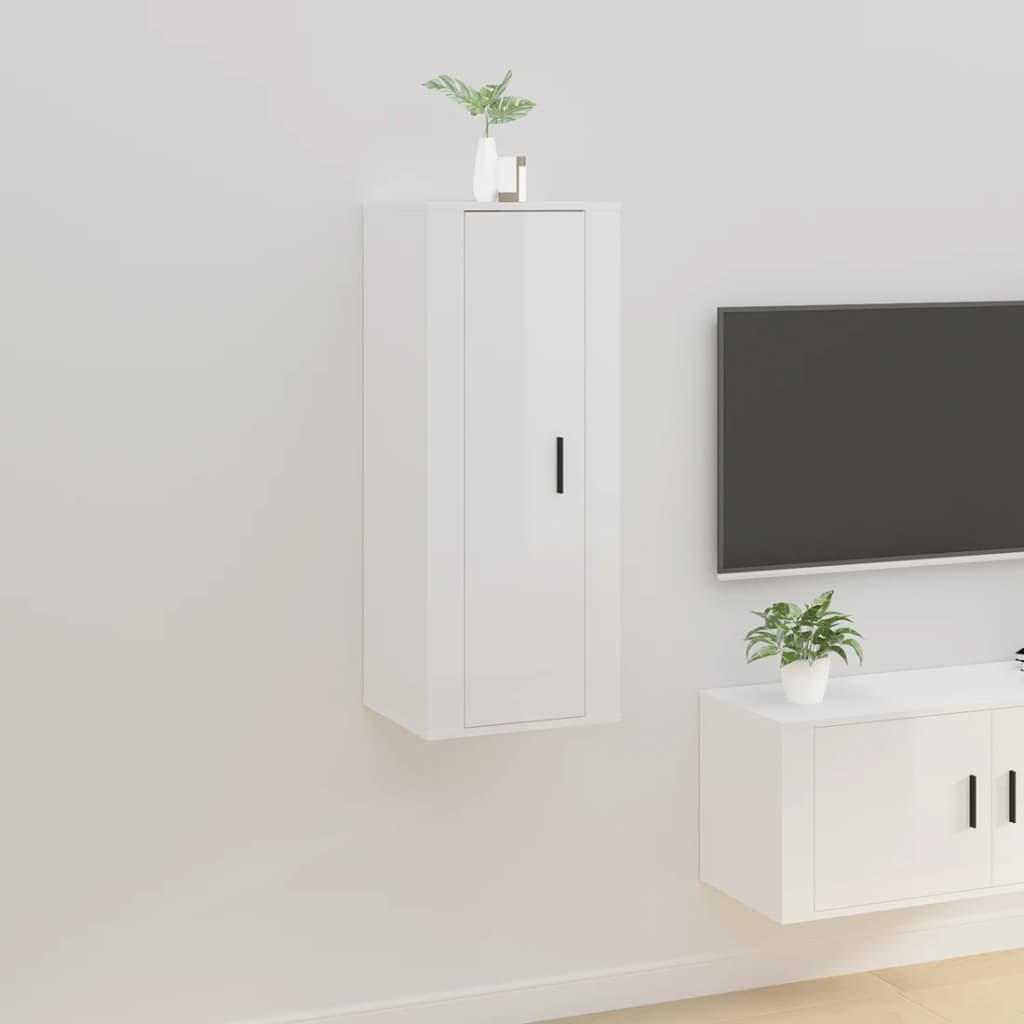 E-shop vidaXL Nástenná TV skrinka lesklá biela 40x34,5x100 cm