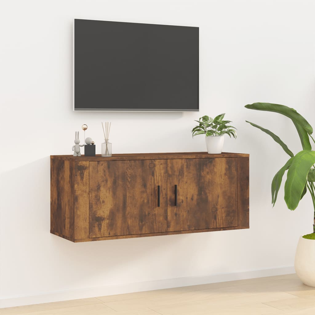 E-shop vidaXL Nástenná TV skrinka dymový dub 100x34,5x40 cm