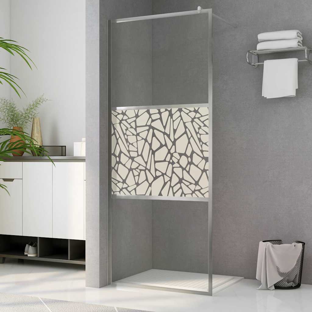 E-shop vidaXL Sprchová zástena z ESG skla s dizajnom kameňov 115x195 cm