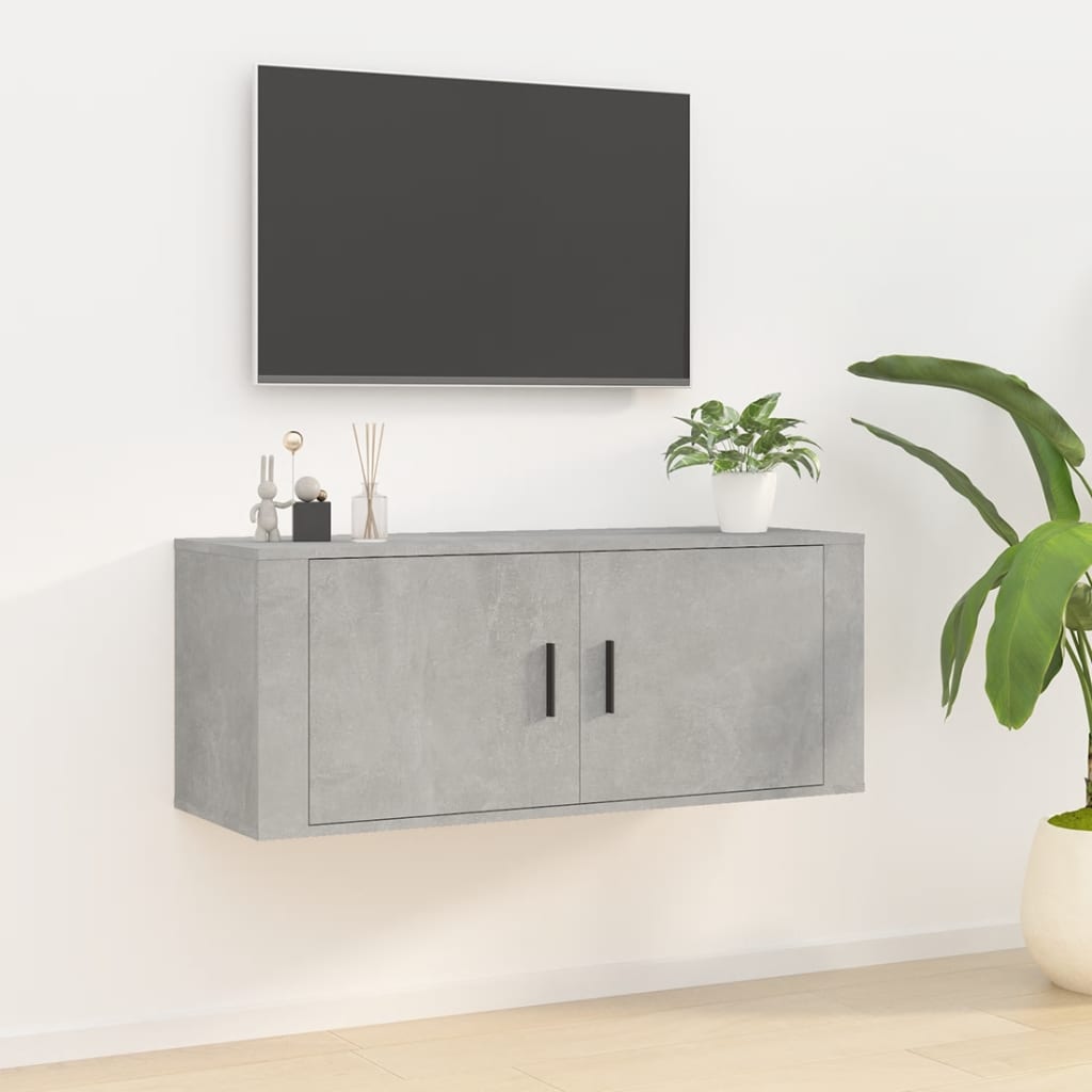 E-shop vidaXL Nástenná TV skrinka betónová 100x34,5x40 cm
