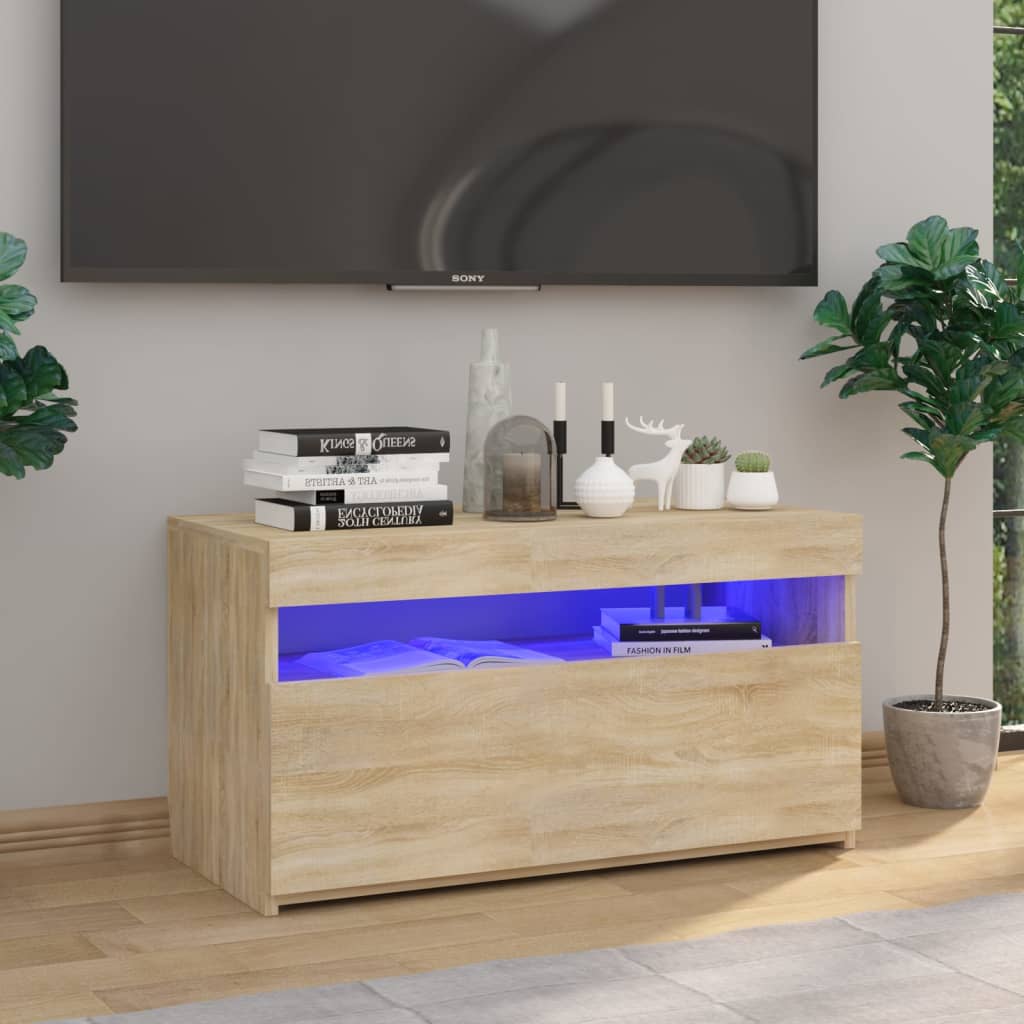 E-shop vidaXL TV skrinka s LED svetlami dub sonoma 75x35x40 cm