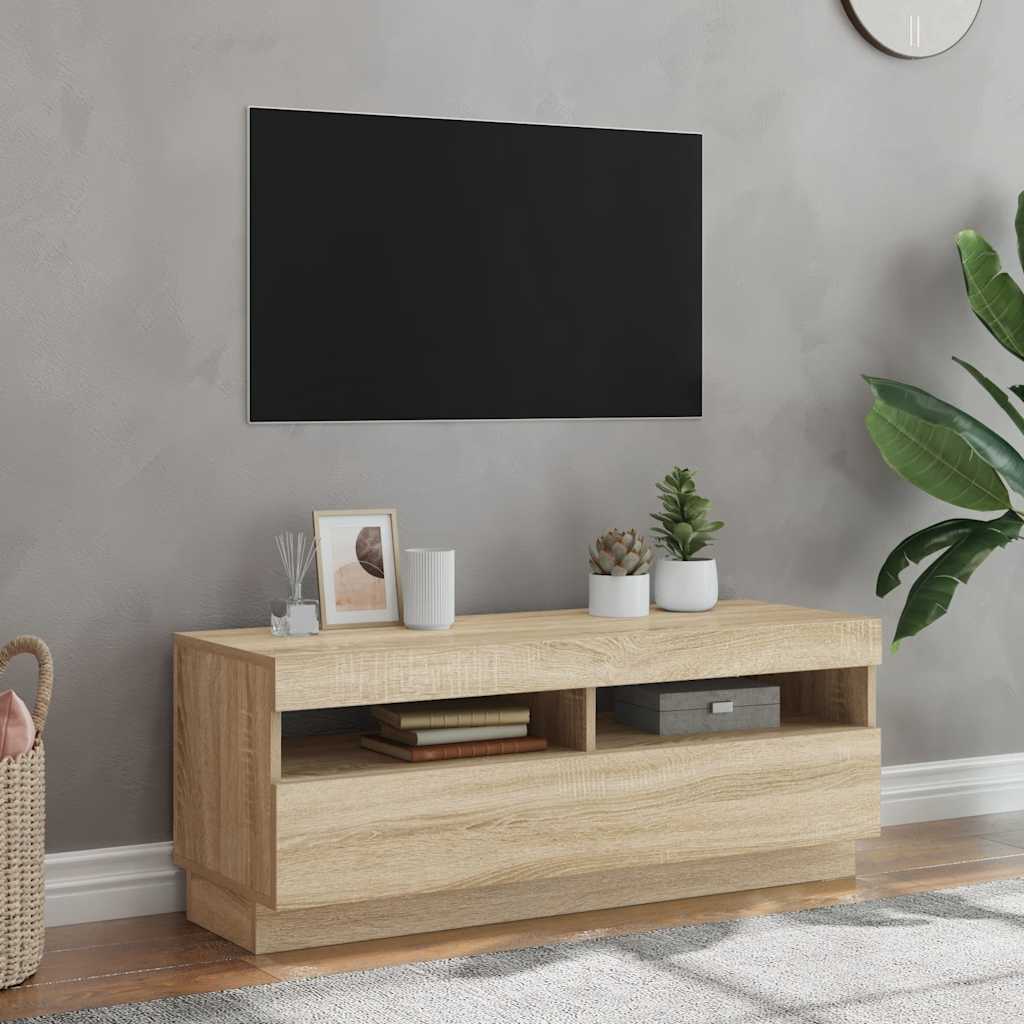 E-shop vidaXL TV skrinka s LED svetlami dub sonoma 100x35x40 cm