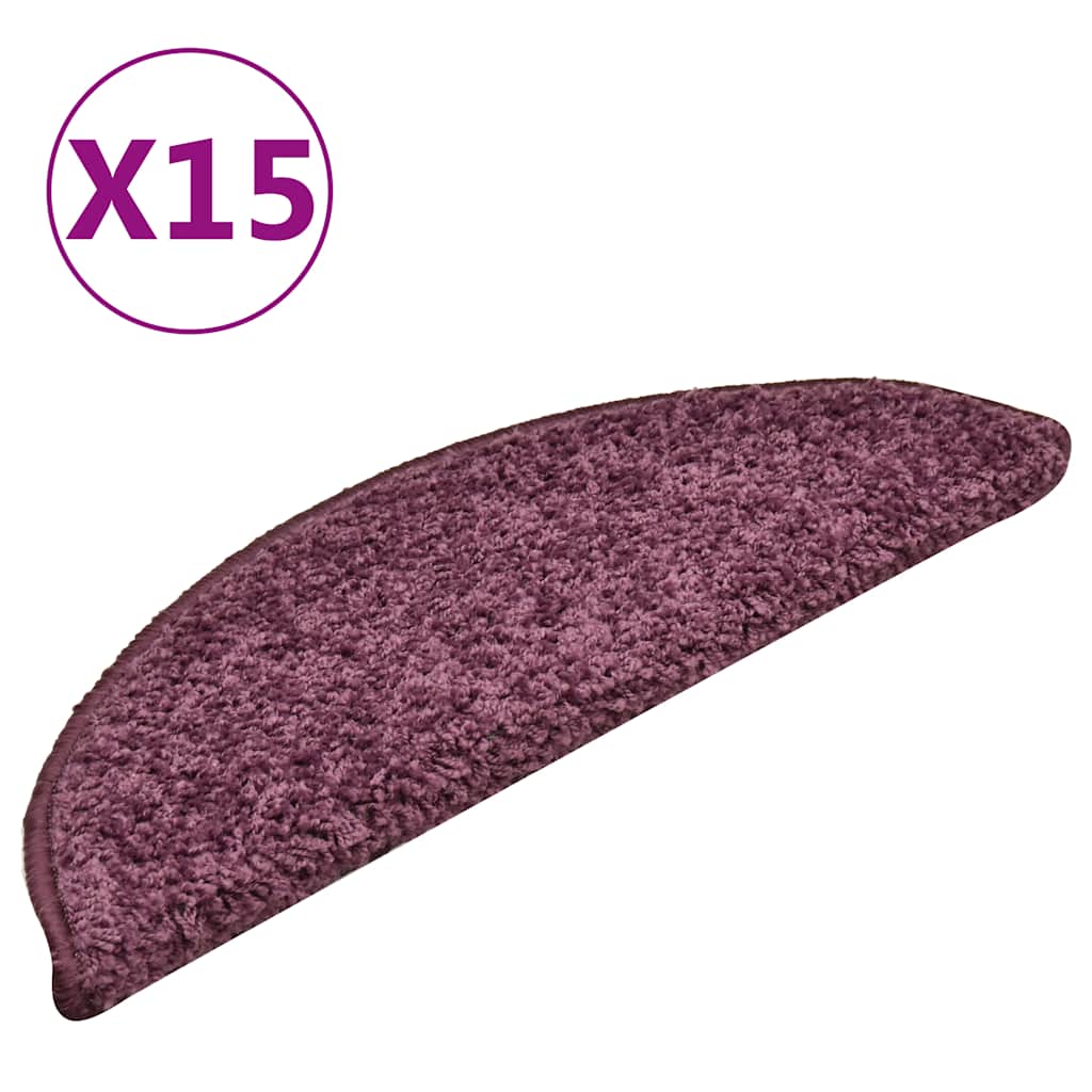E-shop vidaXL Schodové rohože 15 ks 56x17x3 cm tmavo fialové polkruhové