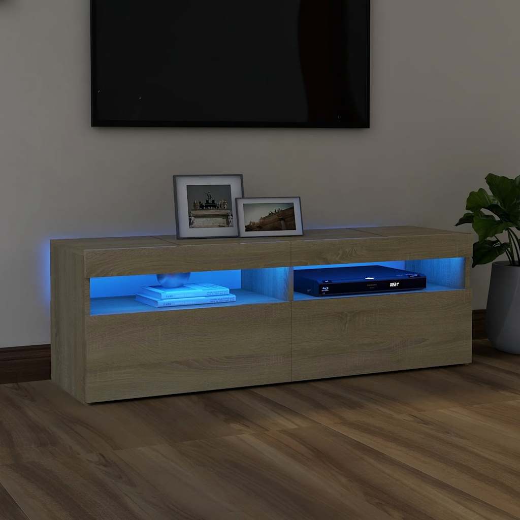 E-shop vidaXL TV skrinka s LED svetlami dub sonoma 120x35x40 cm