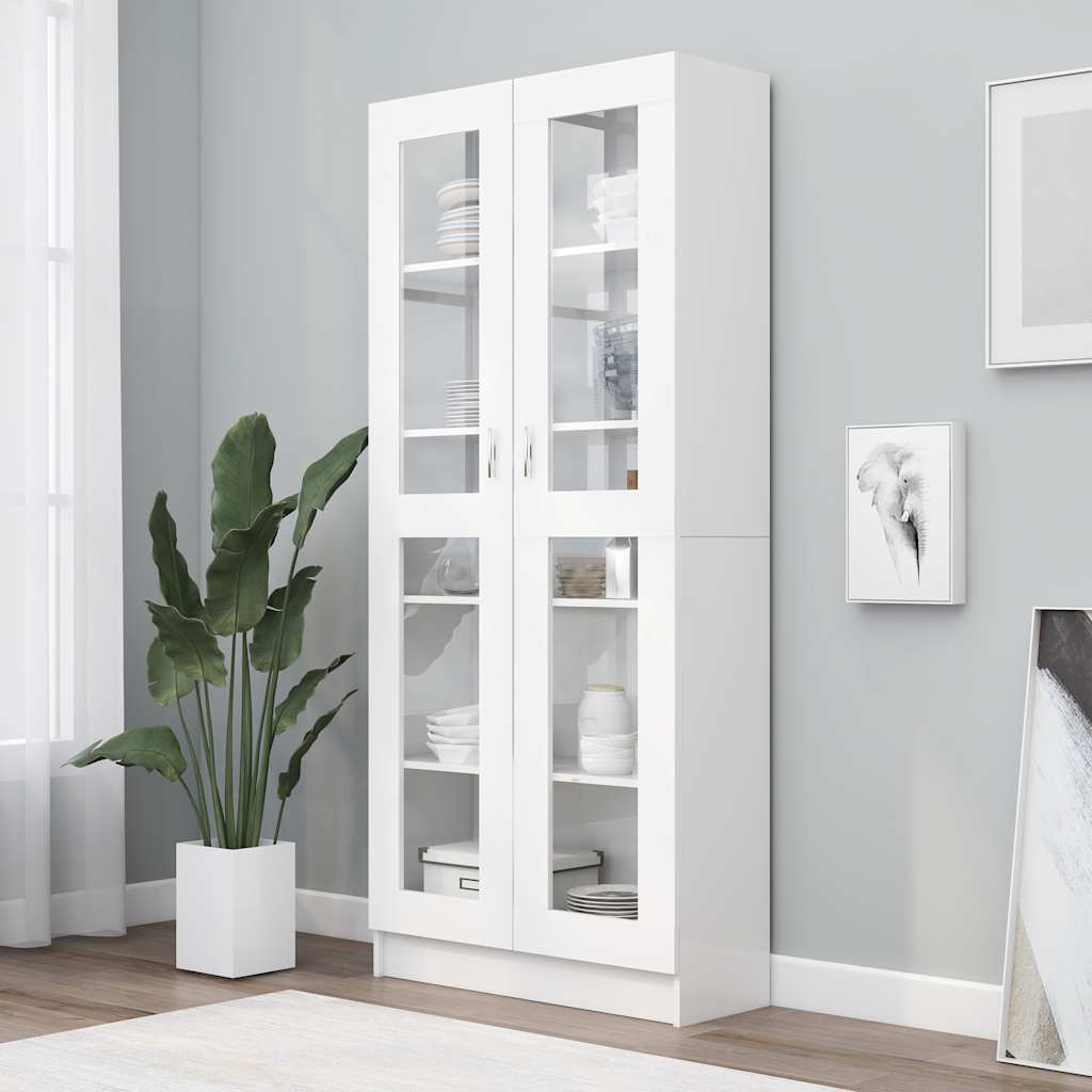 E-shop vidaXL Vitrína, biela 82,5x30,5x185 cm, kompozitné drevo