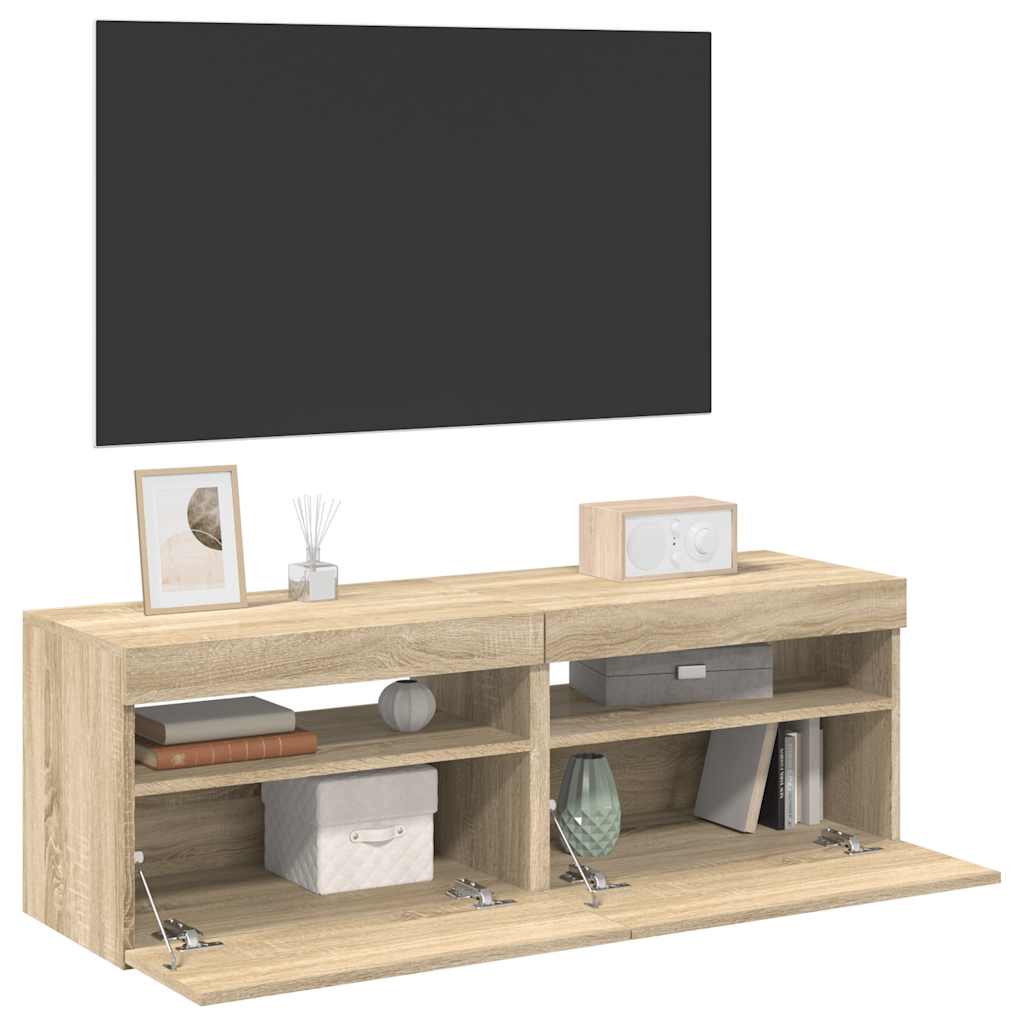 E-shop vidaXL TV skrinky s LED svetlami 2 ks dub sonoma 60x35x40 cm