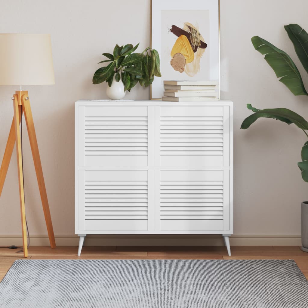 E-shop vidaXL Lamelové dvierka na skrinku 4 ks, biele 39,5x49,4 cm, borovica