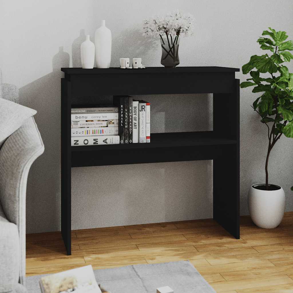 E-shop vidaXL Konzolový stolík, čierny 80x30x80 cm, kompozitné drevo