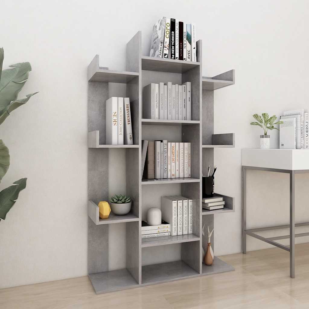 E-shop vidaXL Knižnica, betónovo sivá 86x25,5x140 cm, kompozitné drevo