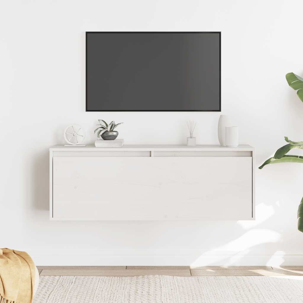 E-shop vidaXL Nástenná skrinka biela 100x30x35 cm masívna borovica