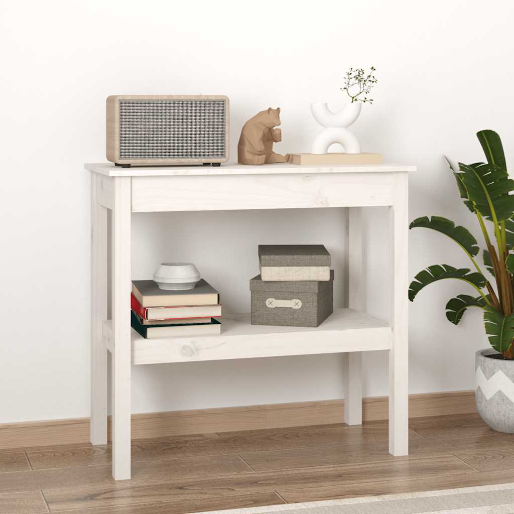 E-shop vidaXL Konzolový stolík biely 80x40x75 cm masívne borovicové drevo
