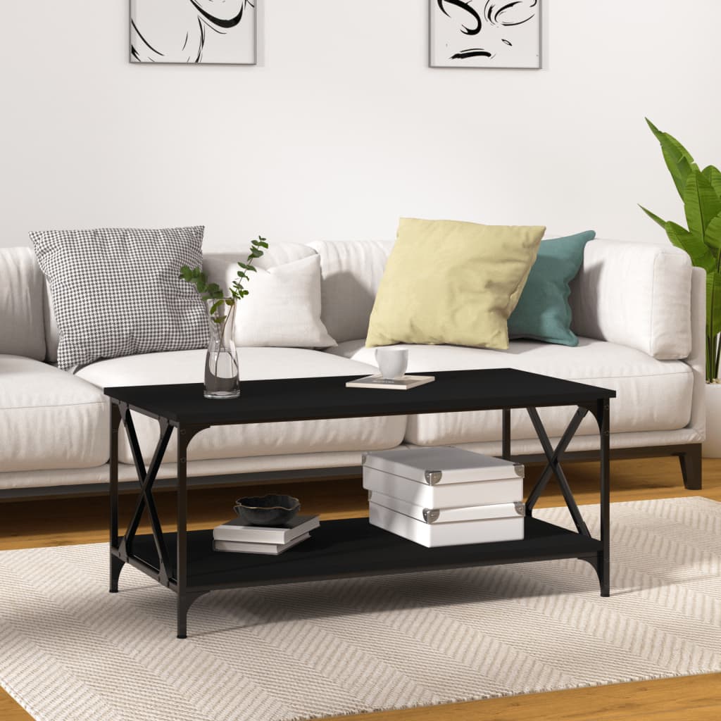 E-shop vidaXL Konferenčný stolík čierny 100x50x45cm spracované drevo a železo