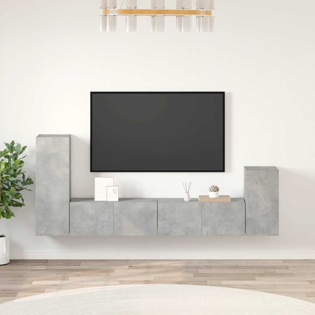 E-shop vidaXL 4-dielna súprava TV skriniek betónovosivá spracované drevo