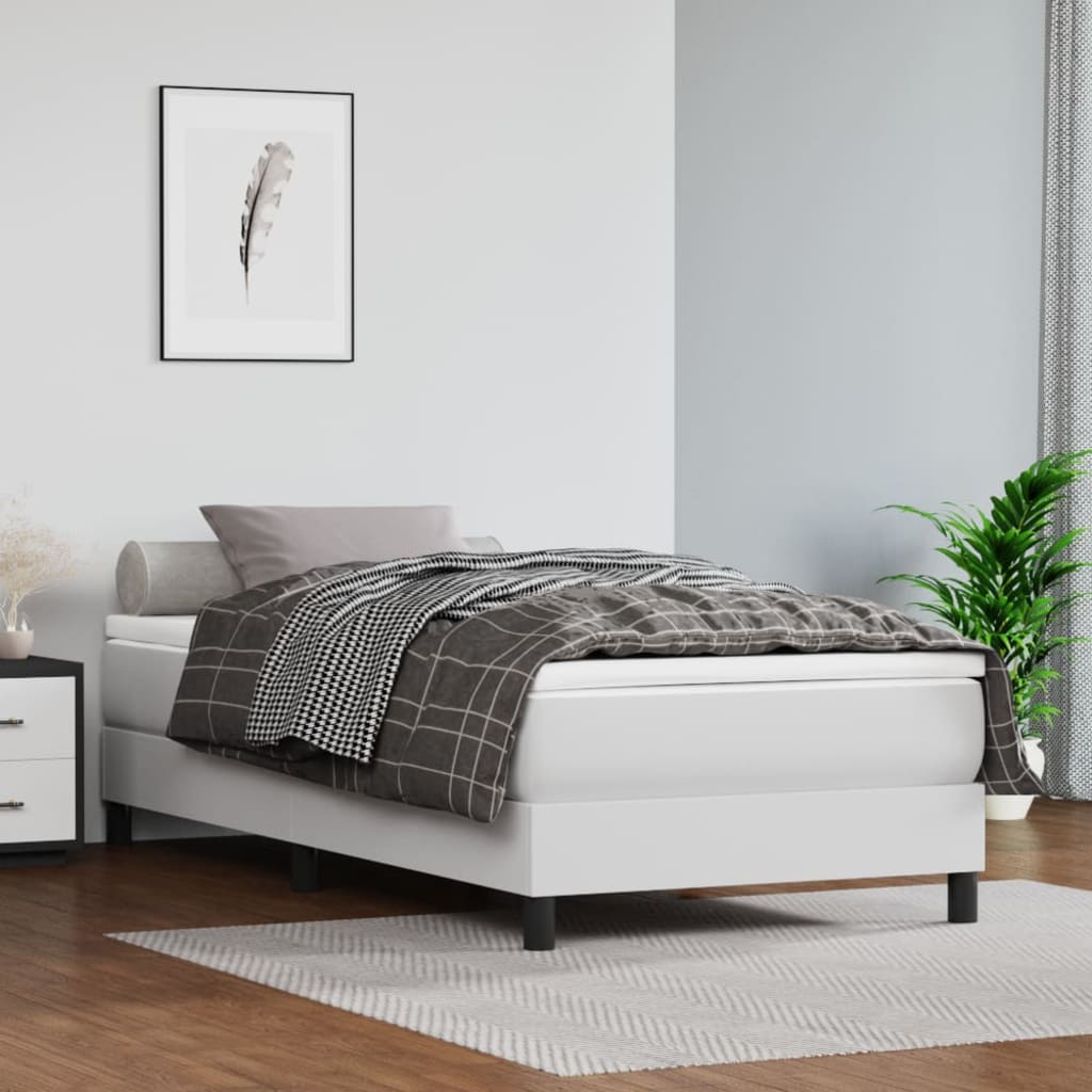 E-shop vidaXL Matrac s taštičkovými pružinami stredná tvrdosť biely 90x200x20 cm umelá koža