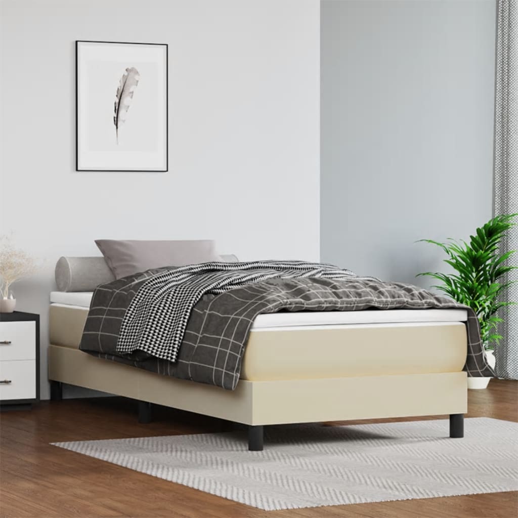 E-shop vidaXL Matrac s taštičkovými pružinami stredná tvrdosť krémový 90x200x20 cm umelá koža