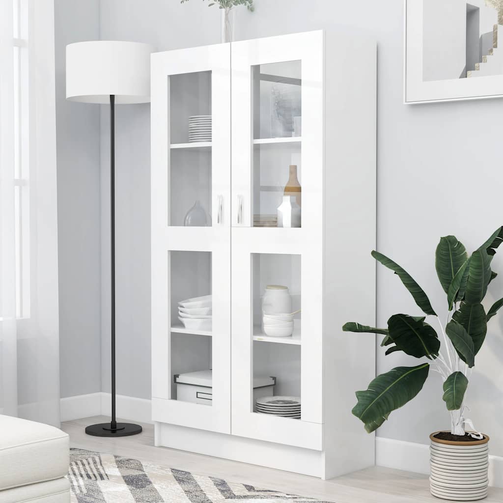 E-shop vidaXL Vitrína, biela 82,5x30,5x150 cm, kompozitné drevo