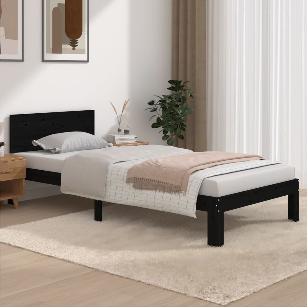 E-shop vidaXL Posteľný rám čierny borovicový masív 90x200 cm