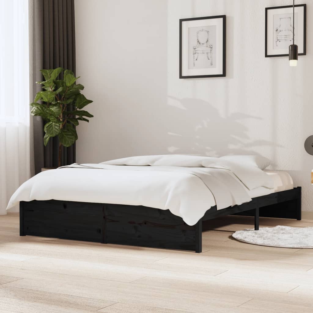E-shop vidaXL Posteľný rám čierny masívne drevo 140x190 cm