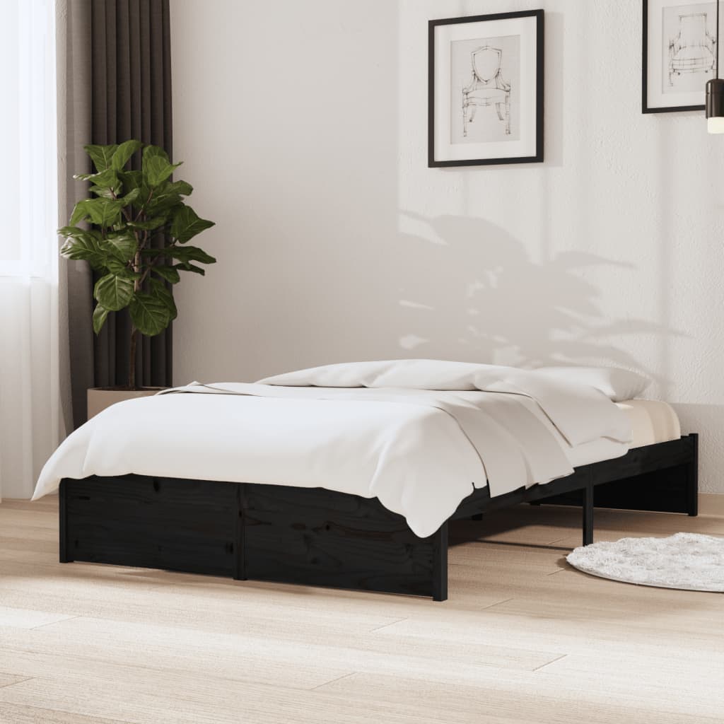 E-shop vidaXL Posteľný rám čierny drevený masív 120x190 cm malé dvojlôžko