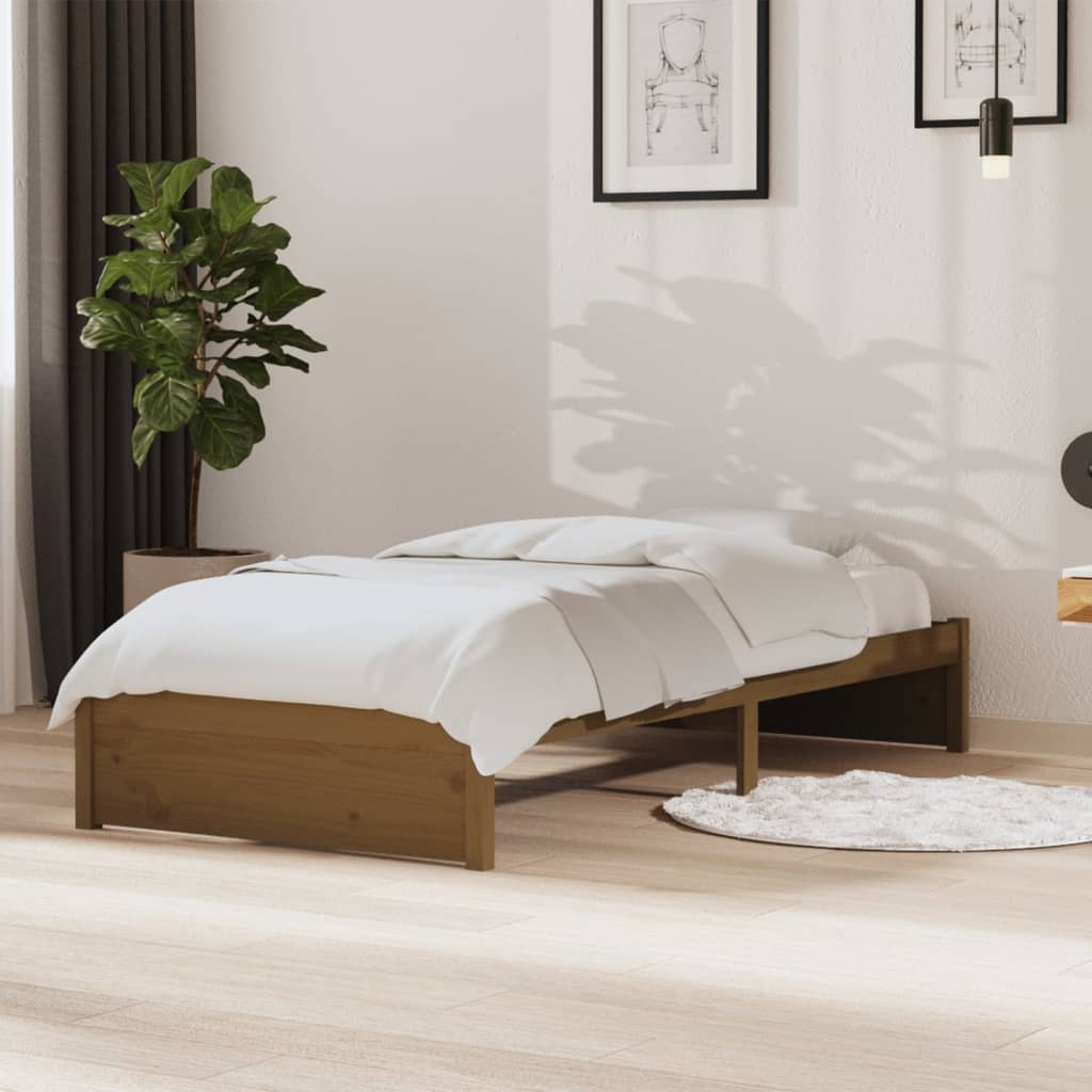 E-shop vidaXL Posteľný rám, medový, drevený masív 90x190 cm, jednolôžko