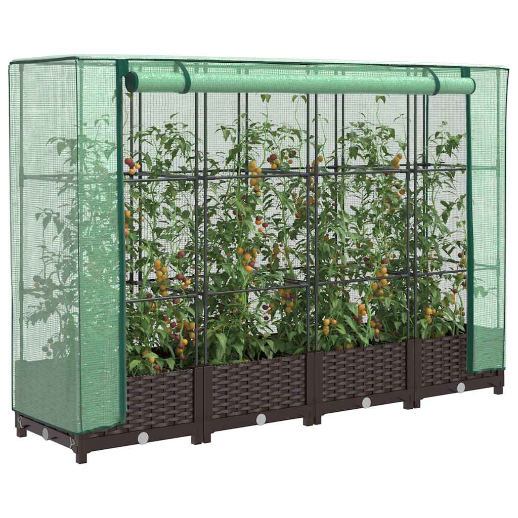 vidaXL Záhon s krytom na skleník ratanový vzhľad 160x40x123 cm