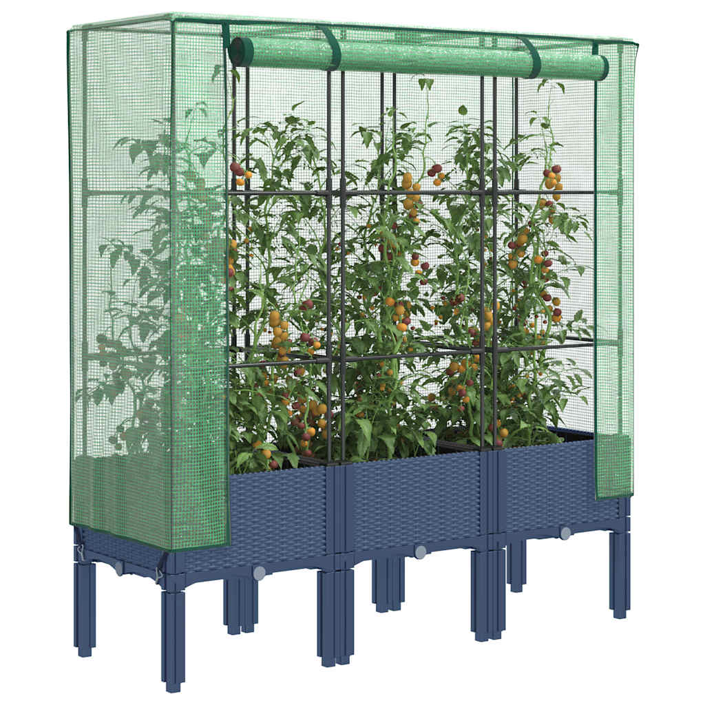 vidaXL Záhon s krytom na skleník ratanový vzhľad 120x40x140 cm