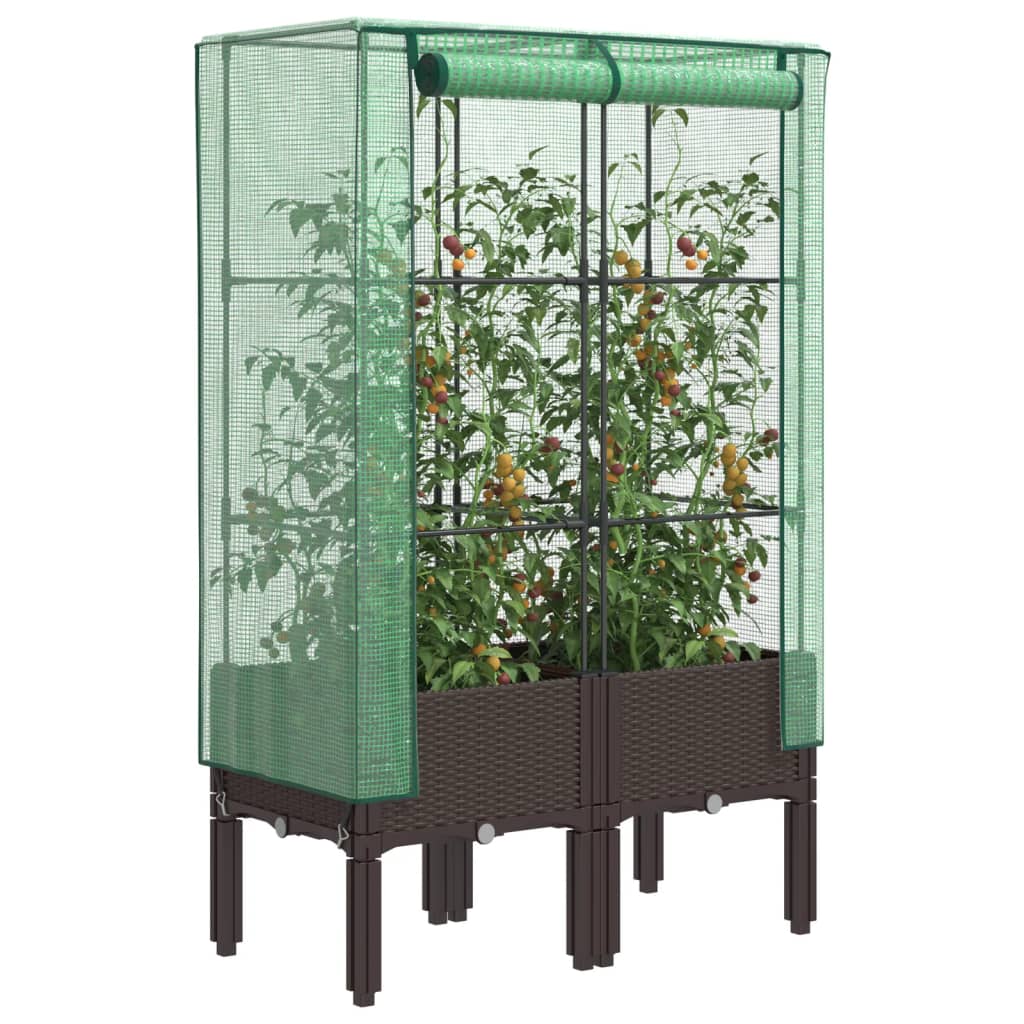 vidaXL Záhon s krytom na skleník ratanový vzhľad 80x40x140 cm