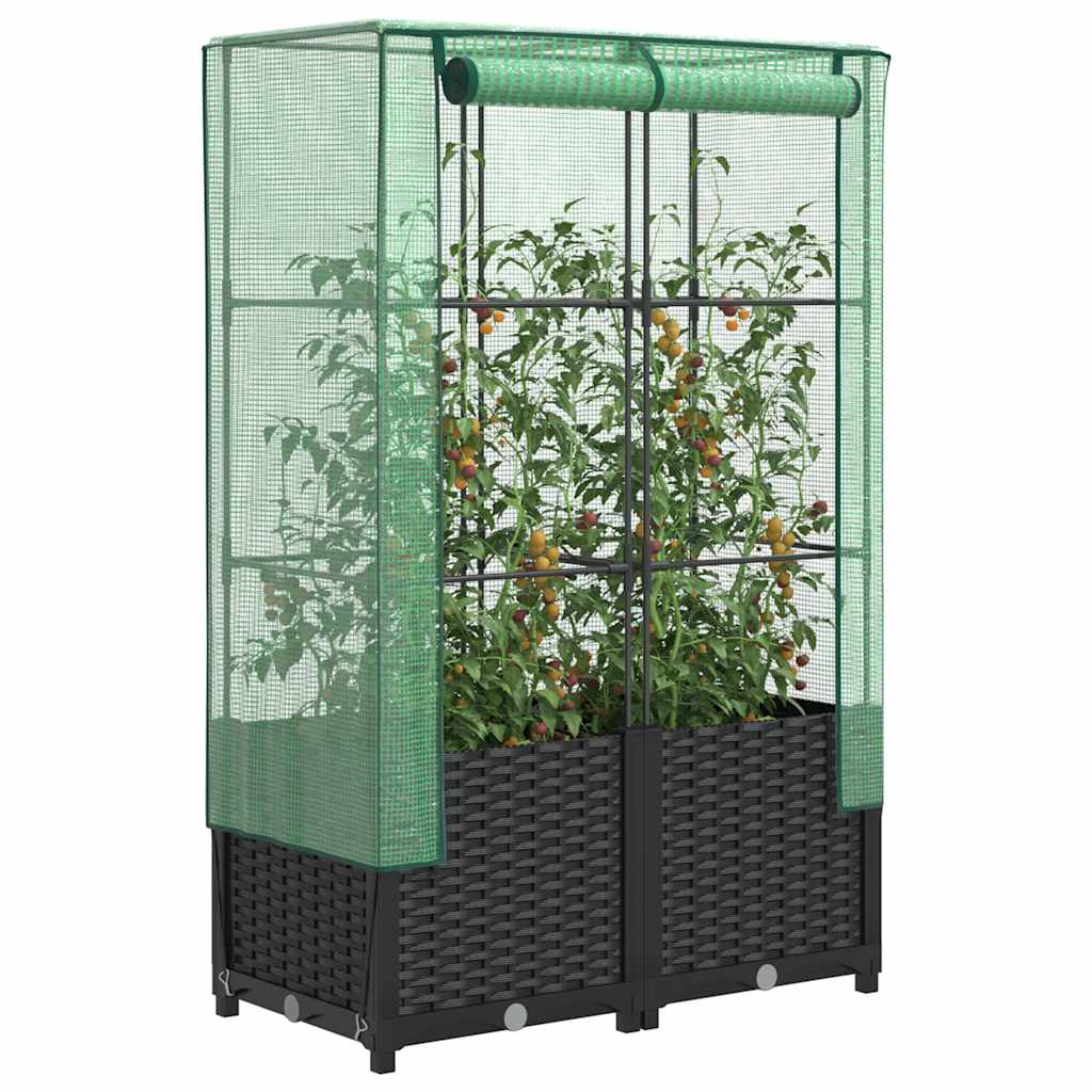 vidaXL Záhon s krytom na skleník ratanový vzhľad 80x40x138 cm