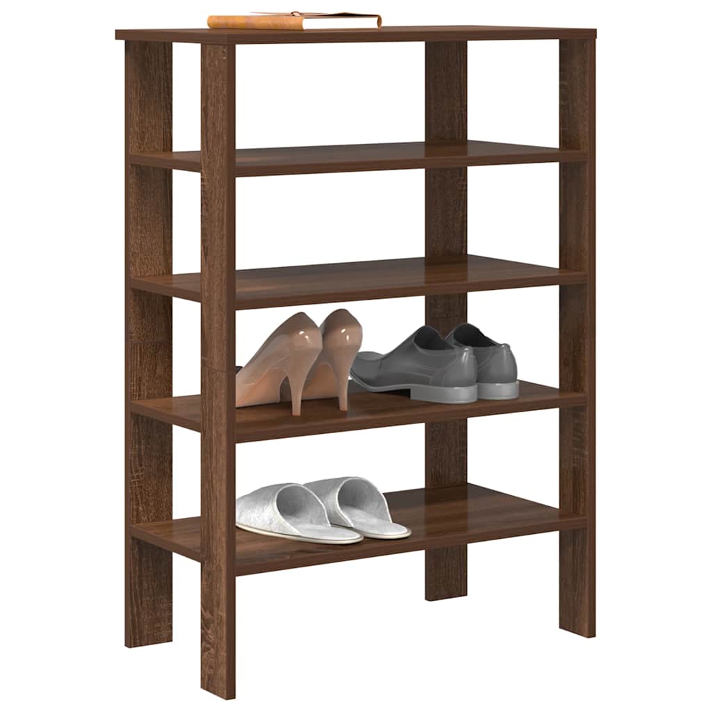 vidaXL Regál na topánky hnedý dub 61x32x87,5 cm spracované drevo