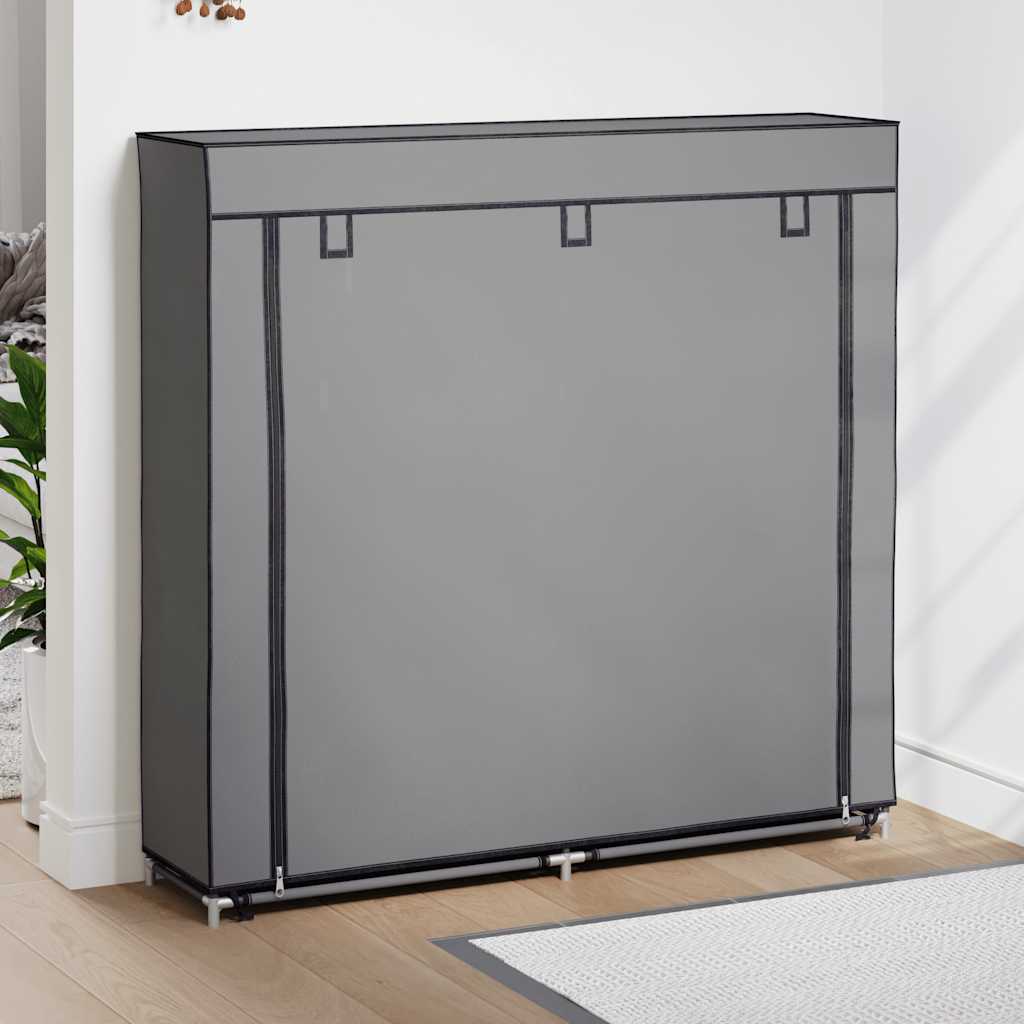 vidaXL Regál na topánky s krytom, sivý 115x28x110 cm, látka