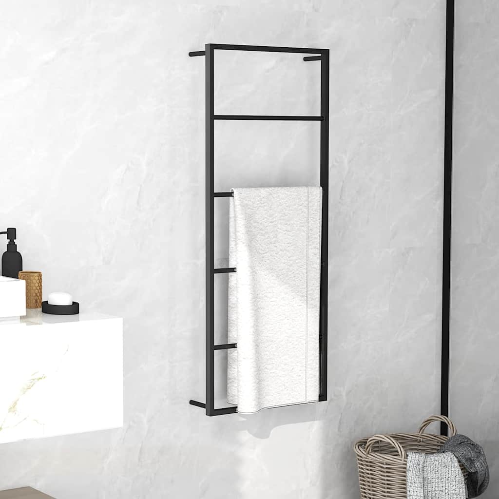 vidaXL Stojan na uteráky čierny 45x10x115 cm oceľ