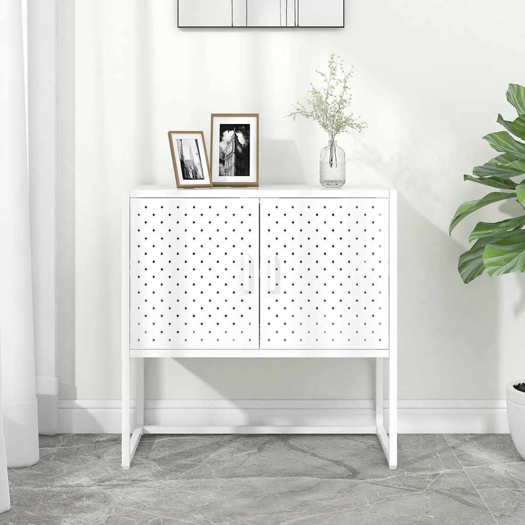 vidaXL Komoda biela 75x35x75 cm oceľová