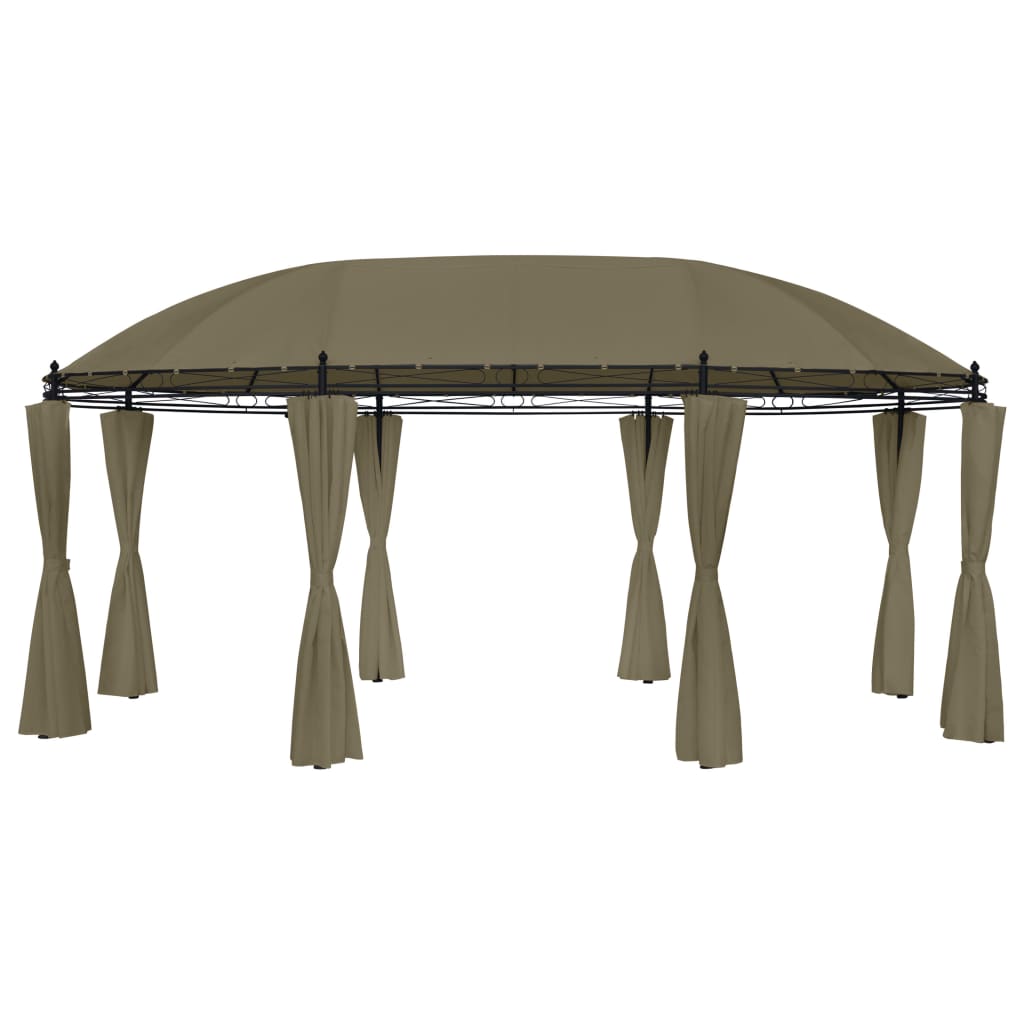 vidaXL Altánok so závesmi 520x349x255 cm, sivohnedý 180 g/m²