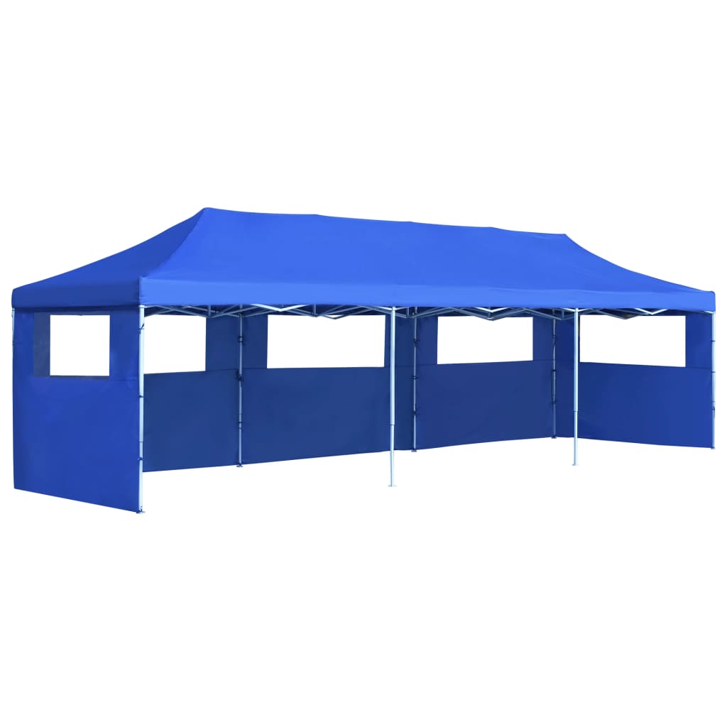 vidaXL Skladací párty stan s 5 bočnými stenami 3x9 m modrý