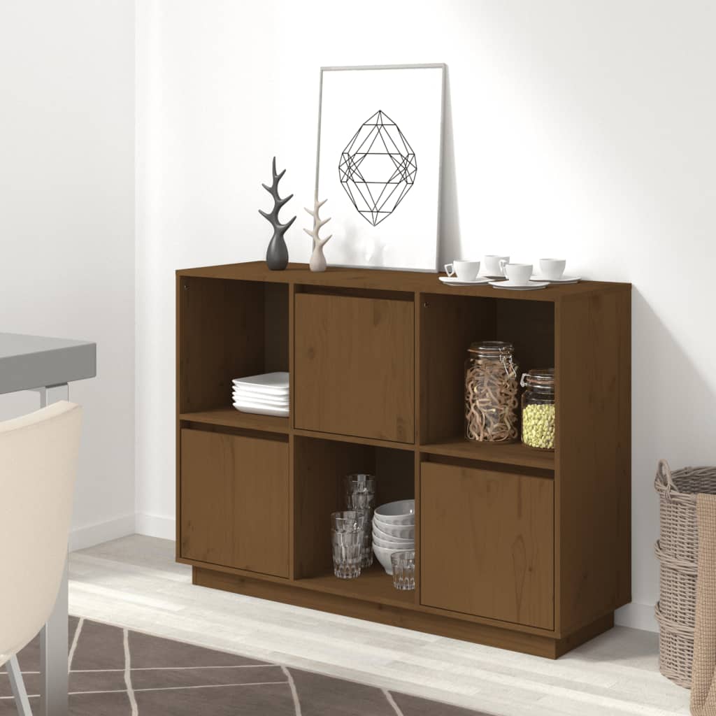 vidaXL Komoda medovo-hnedá 110,5x35x80 cm masívne borovicové drevo