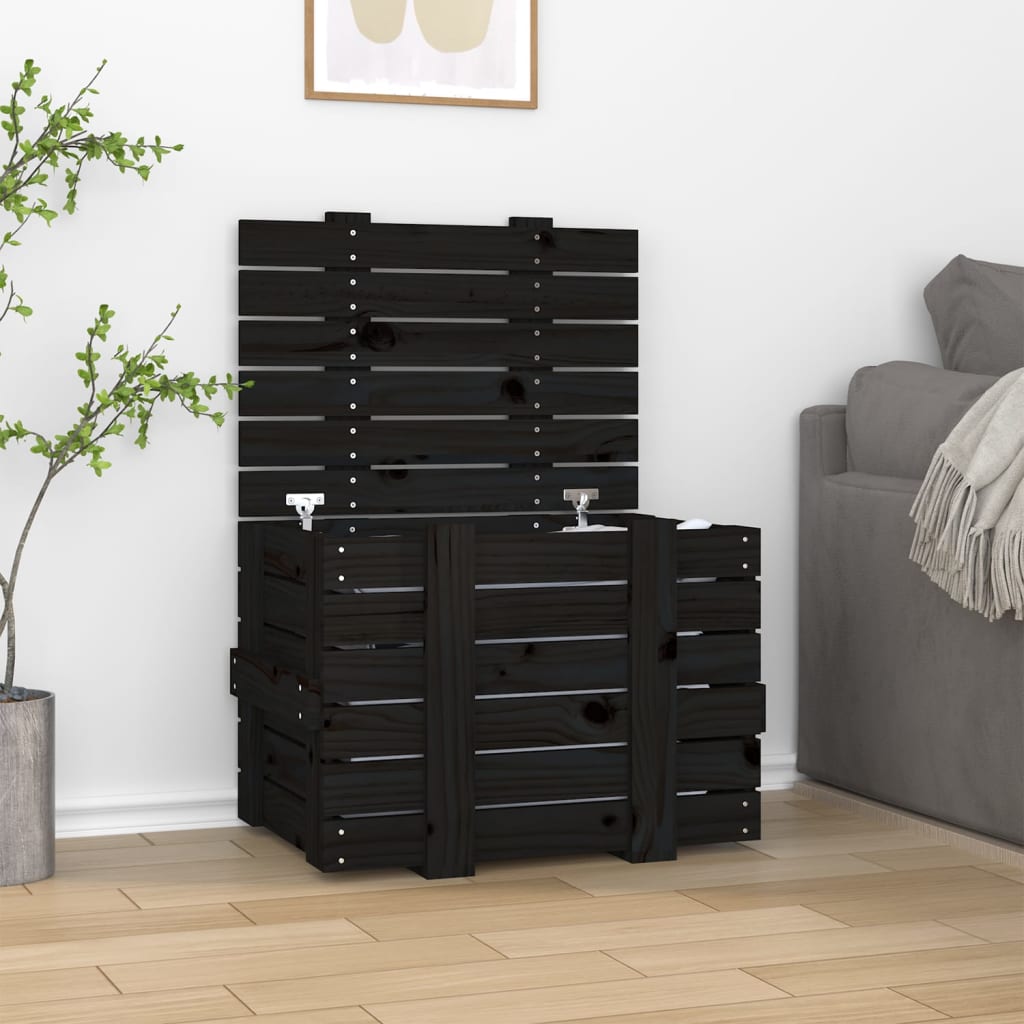 vidaXL Úložný box čierny 58x40,5x42 cm masívna borovica