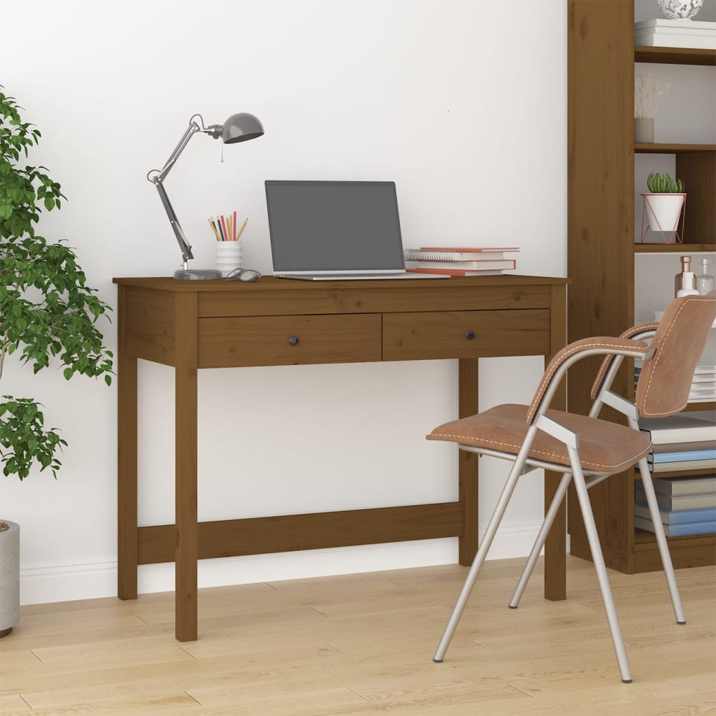 vidaXL Písací stôl so zásuvkami medovosivý 100x50x78cm masív. borovica