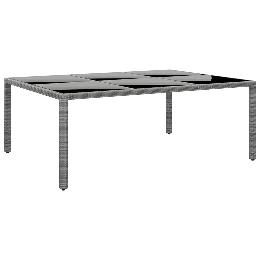 vidaXL Záhradný stôl 200x150x75 cm tvrdené sklo a polyratan sivý
