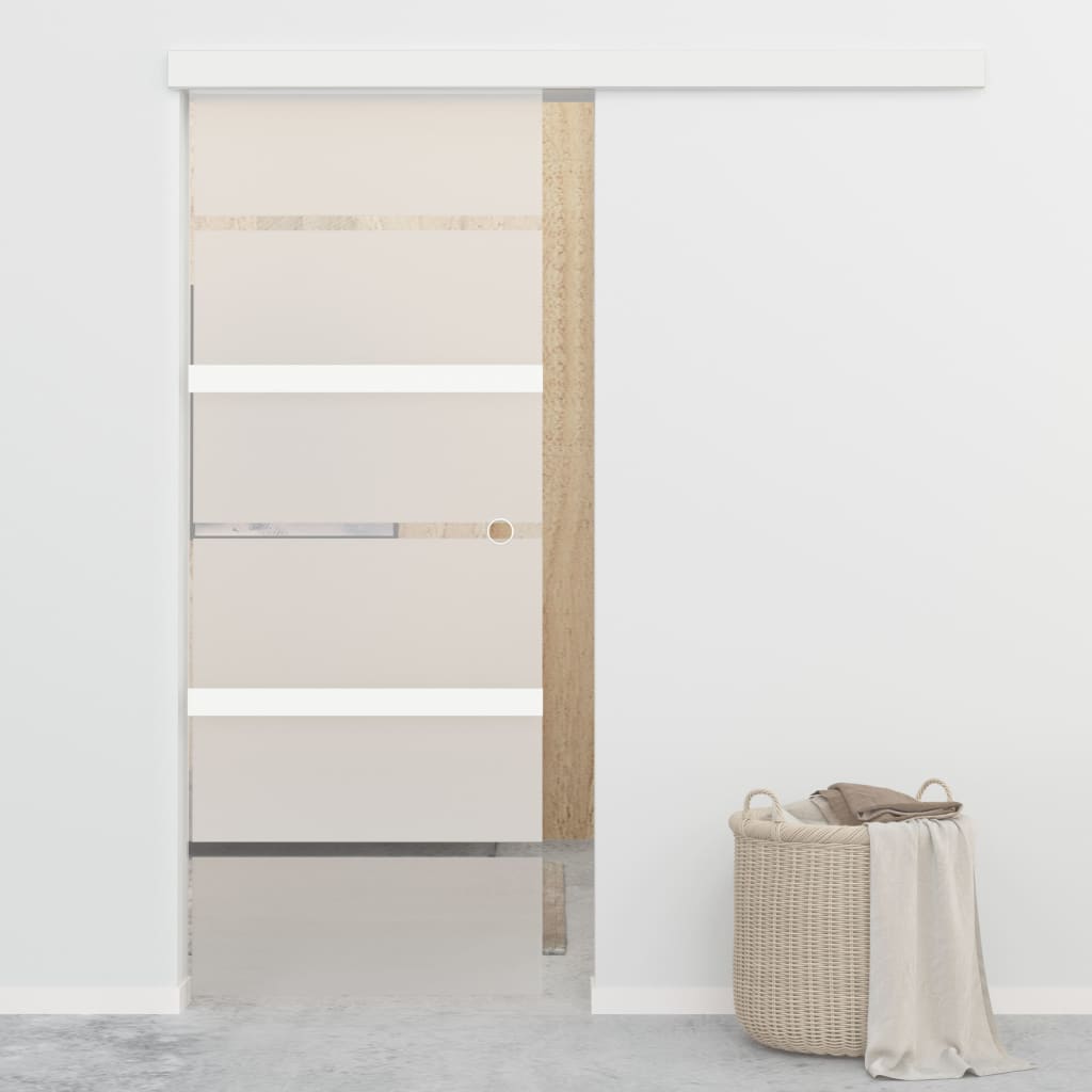 vidaXL Posuvné dvere, jemné zatváranie, ESG sklo a hliník 76x205 cm