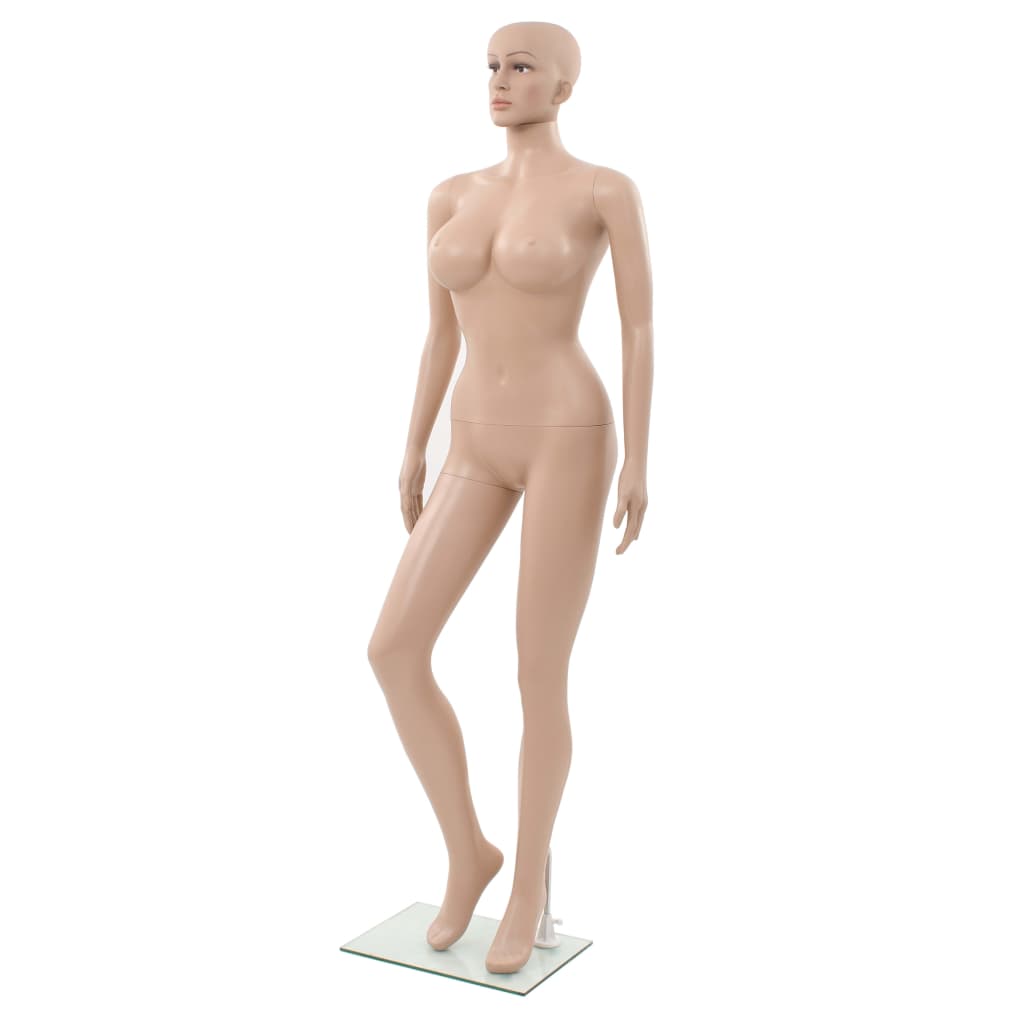 vidaXL Sexy dámska figurína so skleneným podstavcom, béžová 180 cm