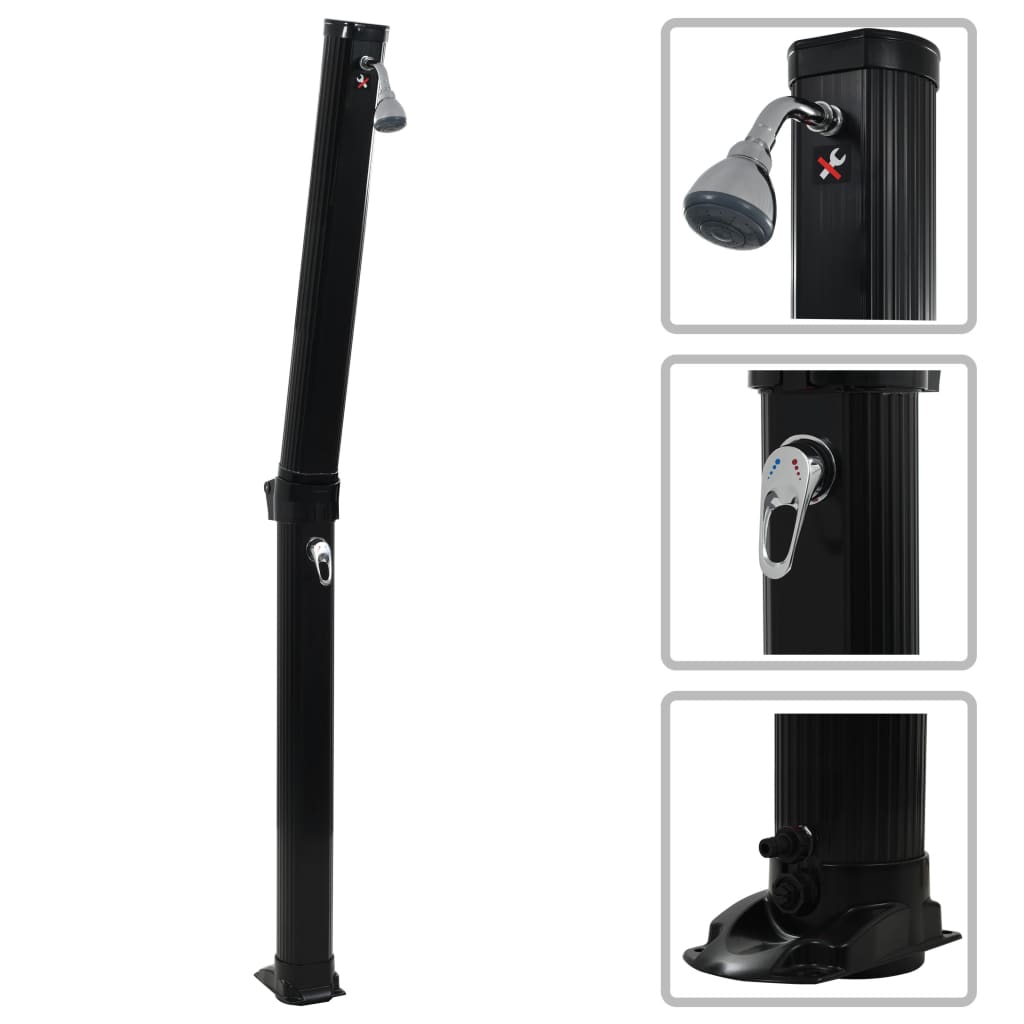 vidaXL Skladacia solárna sprcha čierna 214 cm 23 l