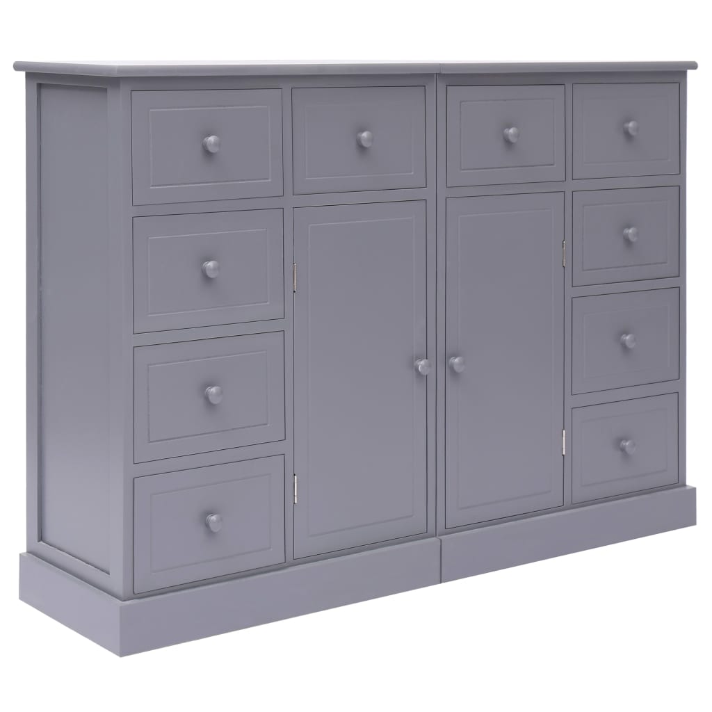 vidaXL Komoda s 10 zásuvkami sivá 113x30x79 cm drevená