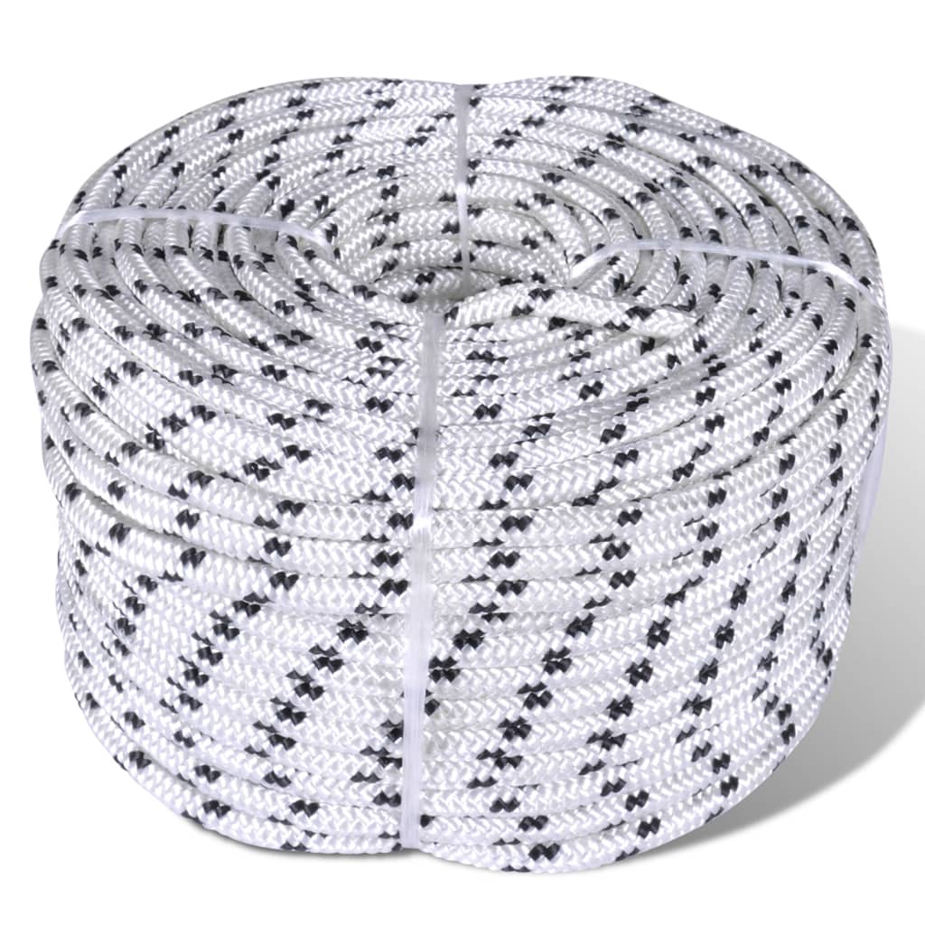 vidaXL Spletané lodné lano biele 6 mm 500 m polyester