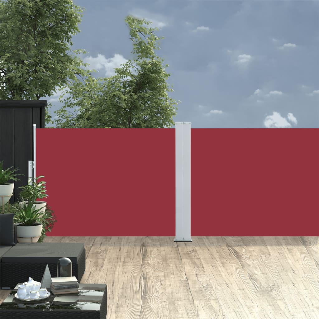 vidaXL Zaťahovacia bočná markíza, červená 120x1000 cm