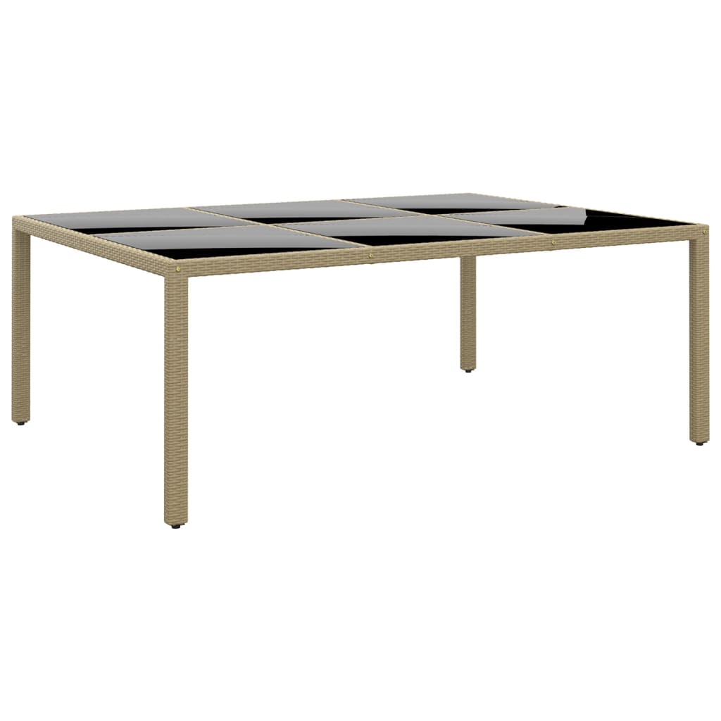 vidaXL Záhradný stôl 200x150x75 cm tvrdené sklo a polyratan béžový