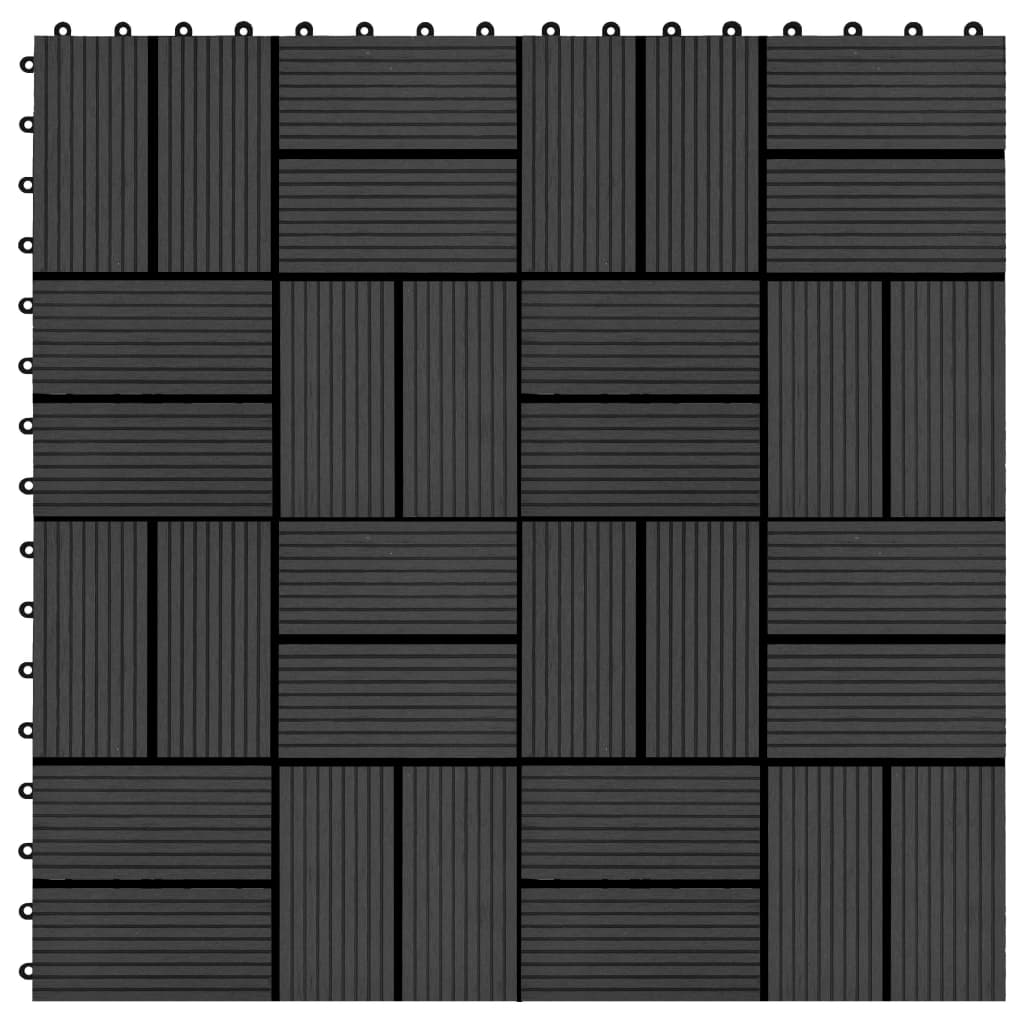 vidaXL Podlahové dlaždice 22 ks, 30x30 cm, 2 m2, WPC, čierne